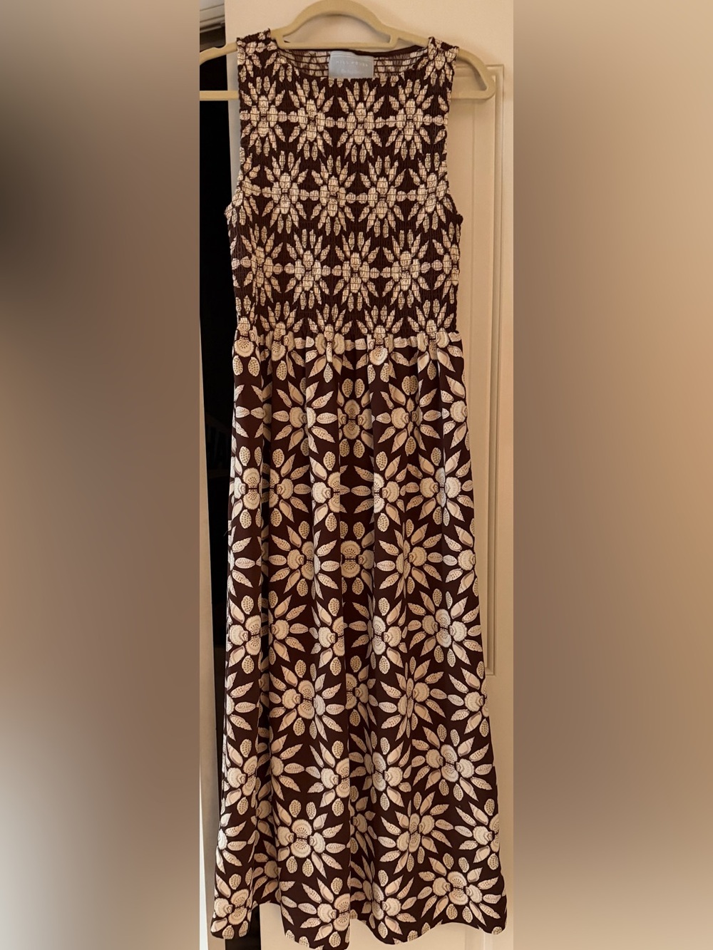 Hill House Brown Maxi Dress with Cream Daisy Print - Picture 2 of 2
